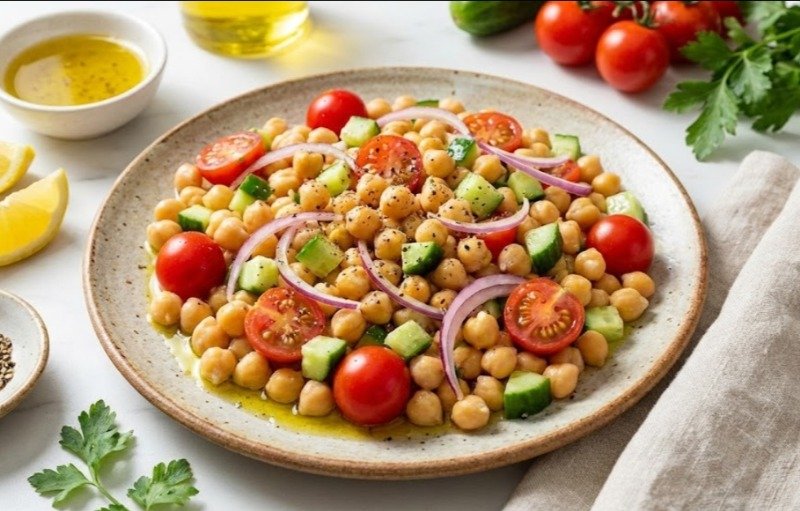 Salada de Grão de Bico Refrescante